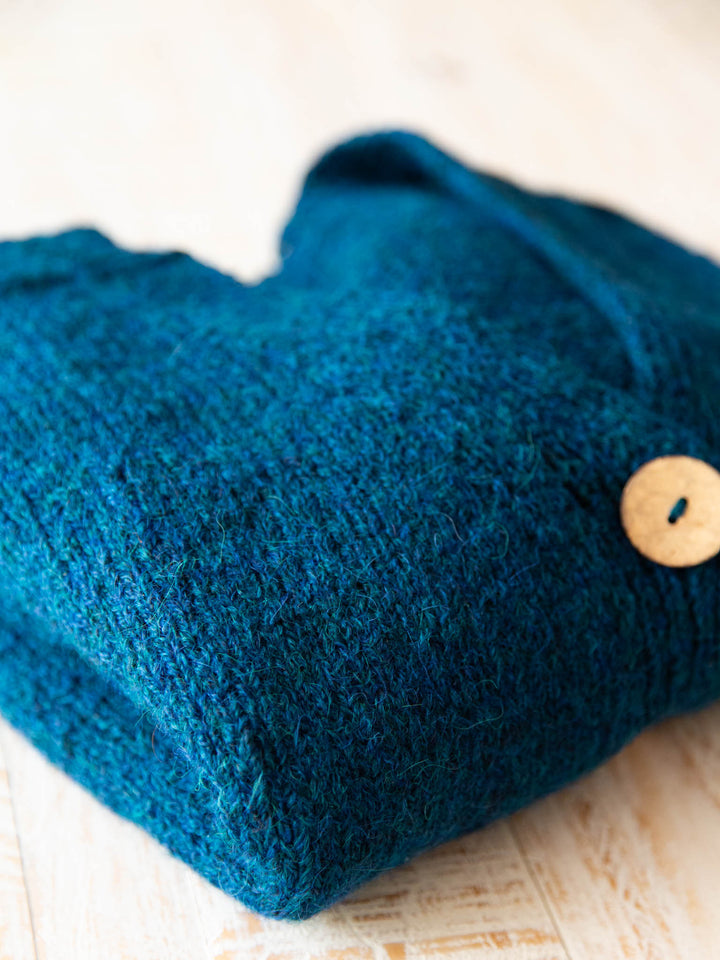 Lakes Cardigan by Ozetta knitted in Unravelled Uno alpaca and merino yarn