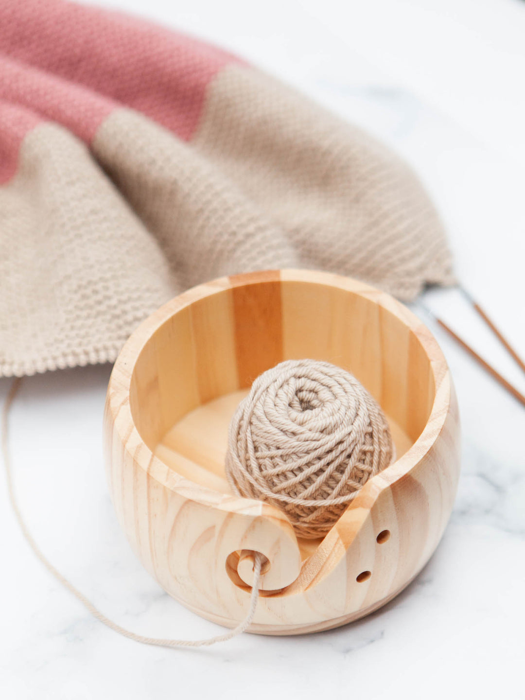 Handcrafted Natural Wooden Yarn Bowl