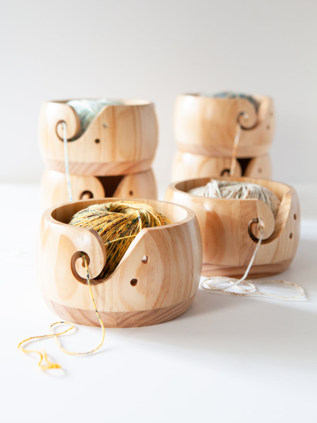 Handcrafted Natural Wooden Yarn Bowl